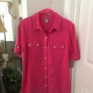 White Stag Pink Short Sleeve Blouse (S- 4-6)🌷